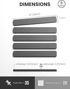 Fluxynara Cork Board Alternative Felt Strip Board 5-Pack 13"x2", Office Pin Board with 35 Push Pins, Adhesive Install for Bedroom Door & Home Office(Charcoal Gray)