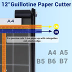 LSINBIU Guillotine Paper Cutter, 12" Cut Length Paper Trimmer with Sharp Blade and Metal Base, 12 Sheets Capacity with Safety Guard, Precision paper slicer for Cutting Paper, Card,Photos,Vinyl