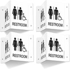 Faittoo Restroom Sign, Bathroom Signs, 4 Pack 6 x 8 Inches Acrylic Sign, for Office or Business Bathroom and Toilet Door or Wall Decor, Indoor Outdoor Use, White (Men and women with Handicap)