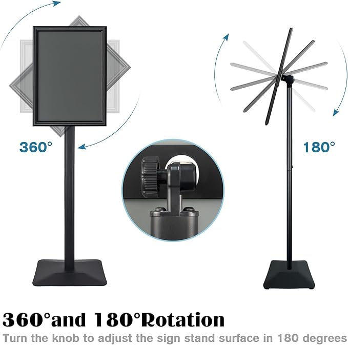 Golemas Sign Stand for Display, 11lbs Integrated Rod Heavy Duty Pedestal Floor Signage Stand Holder, for Outdoor or Indoor Advertising (11 x 17, Black)