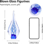 9" Tall Sculpture Hand Blown Glass Decor, Paperweight for Office Desk, Modern Glass Art Figurines Mediterranean Beach House Decor, Living Room Coffee Shelves Table Top Decoration (Swirl Blue)