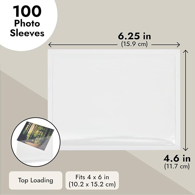 Juvale Index Card Holder Sleeves - 4 x 6 in, Clear, 100 Ct, Classic - Adhesive Photo Pockets & Label Holders for Binders & Storage Bins - Photo Sleeves for Drawer, Shelf Labels & Index Card Storage