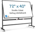 MaxGear Large Rolling Whiteboard with Stand, 72" x 40" Double-Sided Magnetic Dry Erase Board on Wheels, Reversible Standing Whiteboard Easel with Aluminium Frame for Classroom, Office, School, Black