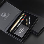 GC QUILL Fancy Fountain Pen Set – Fine and Medium Nibs, 18 Ink Cartridges, Ink Converter, Syringe Filler, Luxury Pen Gift for Men Women, Nice Pen for Writing Journaling (Gold)