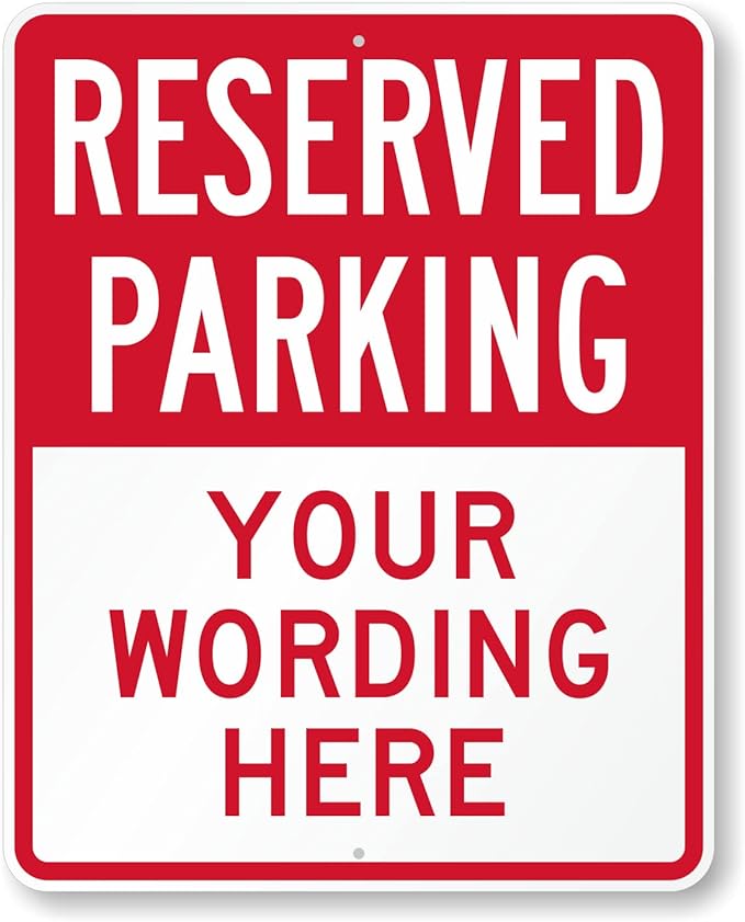 SmartSign 30 x 24 inch Custom “Reserved Parking” Metal Sign - Add Text, 80 mil Laminated Rustproof Aluminum, Red and White, Made in USA