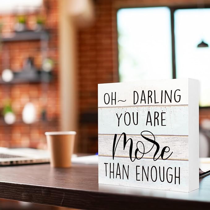 WUZYOU Encouraging Wooden Plaque for Girls Women - Beautiful Home Decor with Positive Affirmation - 5x5x1 Inch Multi-Purpose Shelf Display