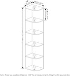 Furinno PASIR Book Shelf, 5-Tier Corner Bookshelf, Open Shelves Bookcase 9.3 x 12 x 51.7, for Living Room, Bedroom, Home Office, French Oak