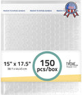 TYCHE Clear Bubble Bags 15 x 17.5 in / 38.1 cm x 44.45 cm Self-Sealing Bubble Mailers for Shipping Bubble Wrap Pouches Padded Mailing Envelopes 150 Pack MADE IN USA (15" x 17.5", 150.0, Count)