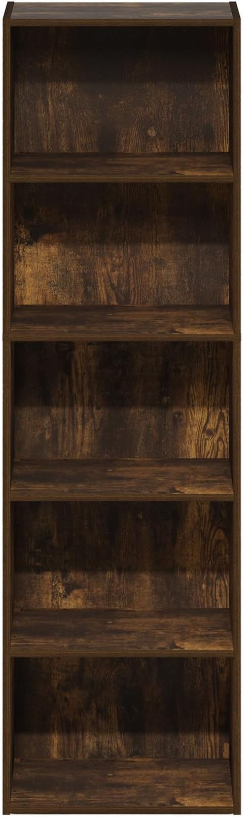 Furinno LUDER Book Shelf, 5-Cube Bookshelf, Bookcase with Open Shelf, 9.4 x 15.8 x 52, for Living Room, Bedroom, Home Office, Amber Pine