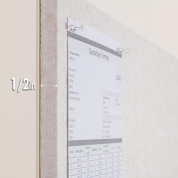 Lightomorrow Thickened Bulletin Board - 36 x 24 Inches, Decorative Felt Board Pin Board for Wall - 3' x 2' Foldable Photo Display Board with Self-Adhesive Tape, Includes 20 Push Pins - Oatmeal
