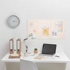 Lightomorrow Bulletin Board, 35 x 17 1/2 inches Felt Board - Decorative Pin Board, Cork Board Alternative for Wall, Foldable Self-Adhesive Vision Board Prayer Board with 20 Pushpins - Oatmeal
