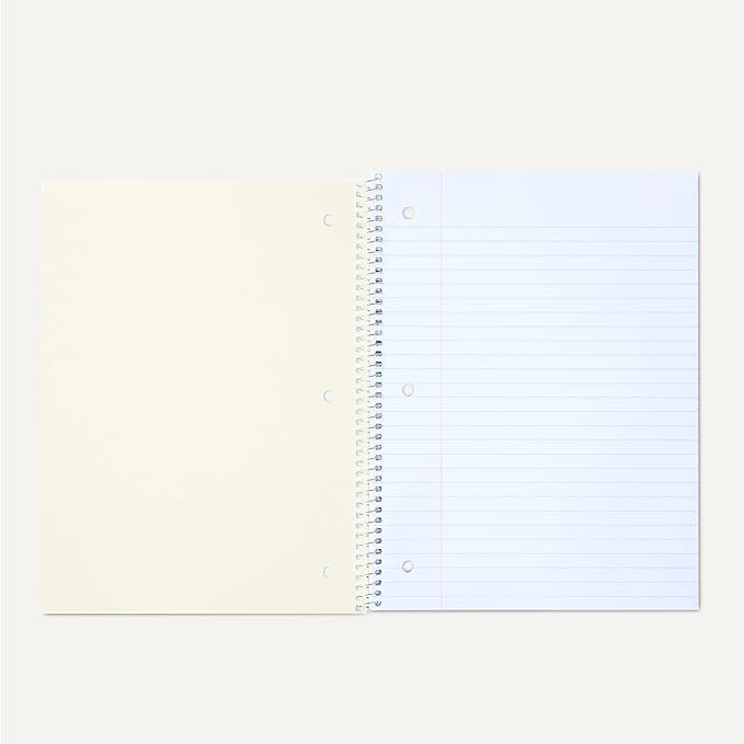 Amazon Basics Wide-Ruled Spiral Notebook, For Work and School, 70 Sheets, 8" x 10.5", Light Blue, 2-Pack