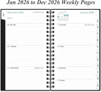 2026 Pocket Planner/Calendar - 2026 Planner from January 2026 - December 2026, Planner 2025 with 12 Tabs, Twin-Wire Binding, Inner Pocket, 3.75" x 6.75, Black