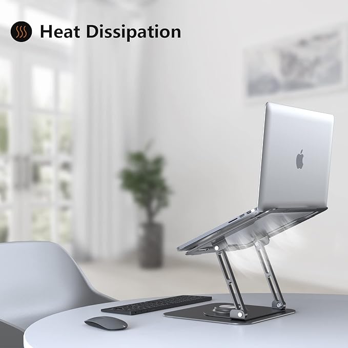 JOYEKY Laptop Stand for Desk, Adjustable Computer Stand with 360° Rotating Base, Ergonomic Laptop Riser for Collaborative Work, Foldable & Portable Laptop Stand, fits for All 10-16" Laptops