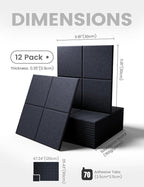 Large Felt Bulletin Board 48" x 36", 12-Pack 4-Compartment Wall Organizer, Cork Board Alternative with 70 Removable Adhesive Tabs, Modular Felt Panels for Home Office, Classroom and Study-Navy Blue