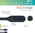 The Original Mighty Bright Recharge Clip On Rechargeable Book Light Reading Light, Warm Eye Care LEDs, Flexible, Durable, Dimmable, Perfect for Kids, Bookworms, Reading in Bed, Lasts 60 Hours (Black)