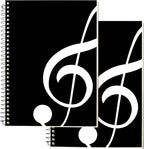 DOMMI Blank Sheet Music Composition Notebook 2 Packs, Manuscript Staff Paper Notebook with 200 Pages 26x19cm, Spiral Bound Music Songwriting Notebook for Songwriters, Musicians, Teachers, Black