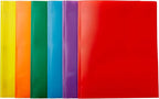 Amazon Basics Heavy Duty Plastic Folders with 2 Pockets for Letter Size Paper, Assorted Colors, Pack of 6