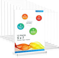 BlueValley Acrylic Sign Holder 5x7 Vertical – 12 Pack Double Sided Clear Plastic Display Stand for Table Menu, Flyer, Photo, Document – Standing Desktop Frame for Office, Retail, Home, Commercial Use
