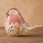 WUBIANJIE Hand Blown Glass Bird Statue Collectible Animal Art Paperweight, Living Room Bedroom Bookshelf Coffee Table Small Ornaments Shelf Home Decoration (Pink)