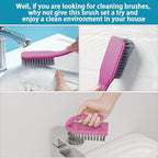 CN1ST 6 PCS Cleaning Brush, Scrub Brush Set for Kitchen and Bathroom Household Use with Various Brushes for Cleaning Dishes, Tiles, Corners and Floors Color Purple