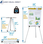 Lightweight Aluminum Flip-Chart Presentation Easel, Silver (4 Pack)