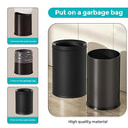 YOJIA 3.17 Gallon/12L Elegant Garbage Can,Double Layers Metal Trash Cans,Light Luxury Black Waste Basket, for Bathroom,Bedroom,Kitchen,Hotel,Office,Bank,Home,Cafe (Black 12L)