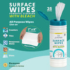 Juniper CLEAN 1 Pack Surface Cleaning Wipes with Bleach, All-Purpose Cleaner for Bathroom, Kitchen, Office, 35 Count Canister, 7.5" x 7" Sheet, Fresh Scent, Lint Free & Durable