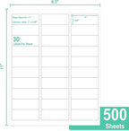 L LIKED Printable Address Labels, 1" x 2-5/8", 15000 Labels, 30 per Sheet, Blank Mailing Labels for Envelopes (500 Sheets)