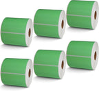 BETCKEY - 3" x 3" Multipurpose & Large Square Labels Compatible with Zebra & Rollo Label Printer,Premium Adhesive & Perforated[Green, 6 Rolls, 3000 Labels]