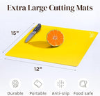 Cooler Kitchen 4 Piece Flexible Plastic Cutting Boards for Kitchen, BPA Free Plastic Cutting Mats For Kitchen - Extra Thick Chopping Mats - Mats Color Coded with Food Icons - Non Slip Dishwasher Safe