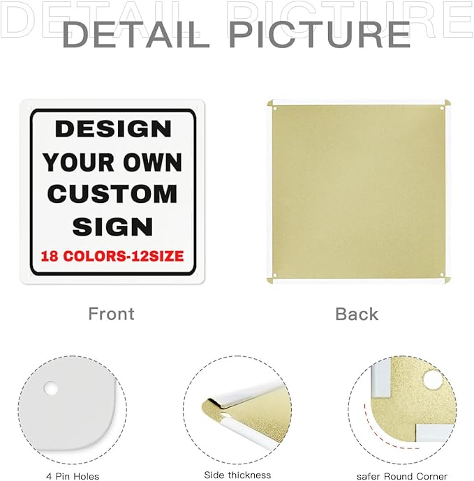 Custom Outdoor Metal Personalized Sign With Your Photo, Text, Logo - Decorative Wall Sign for Business, Workplace, Office, Home