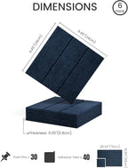 Fluxynara Felt Bulletin Board Tiles -28"x18" with 40 Adhesive Tabs, Cork Board Alternative for Office Decor, Push Pin Board Wall Organizer 6-Pack (Carbon Blue)