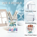 QYUVK Trust The Journey Acrylic Pencil Holder Cup, Inspirational Gifts for Friends Coworker, Funny Sea Turtle Pen Holder for Women Girls Turtle Lover, Pencil Cup for Desk, Marker Makeup Organizer