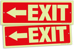 iSYFIX Exit Signs with Directional Left Arrow - 2 Pack 12x4 Inch Glow in the Dark for Business, School, Office, Warehouse - Durable 40 Mil Polystyrene, UV Laminated, Waterproof, Scratch & Fade Resistant
