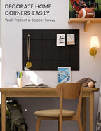 Fluxynara Felt Bulletin Board Tiles -28"x18" Cork Board Alternative for Office Decor, Push Pin Board Wall Organizer 6-Pack-Black