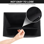 Bagnizer Large 17" 42 Quarts Collapsible Stackable Storage Bins with Lids [3-Pack] Foldable Fabric Linen Storage Boxes Cube, Closet Organizer Baskets with Label (16.7 x 12 x 12, Black)