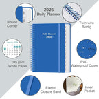 Daily Planner 2026 Full Page Per Day- 2026 Daily & Monthly Planner from January 2026 to December 2026, Day Planner 2026 with 12 Months Tabs, 6.4" x 8,5", Blue