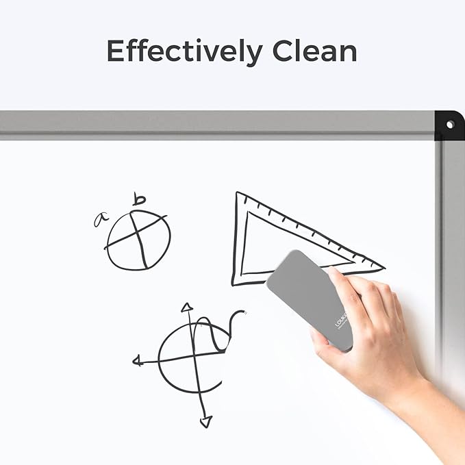 loukin 4 Pack Magnetic Dry Erase Eraser, Whiteboard Eraser, Glass Board Remover, 3.4 fl oz Whiteboard Cleaner * 2 Included, for Classroom, Home and Office Use (Grey*2, White*2)