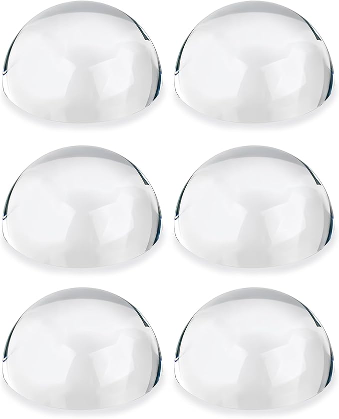 Taluokong 6PCS 2.36in Crystal Magnifying Glass Dome Paper Weights Small Magnifying Glass for Reading Books Aid Optical Half Ball Magnifier for Physics Classroom Paperweight for Home Decor