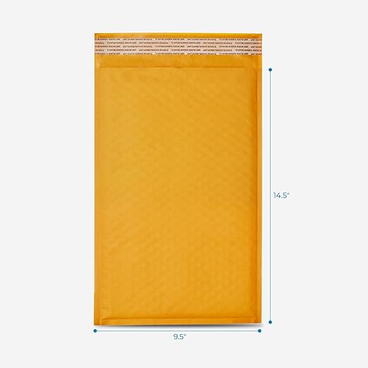 HOLPACK Golden Kraft Bubble Mailers 9.5x14.5 inch - 100 pack, Self-Seal Cushioning Padded Envelopes #4 | Small Business eCommerce shipping jewelry, makeup, cosmetics, and more - MADE IN USA