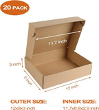 PHAREGE 12x9x3 inch Shipping Boxes Bulk 20 Pack Brown, Tab Lock Tuck Top Mailer Boxes for Packaging Small Business, Medium Cardboard Gift Boxes for Wrapping Mailing Present