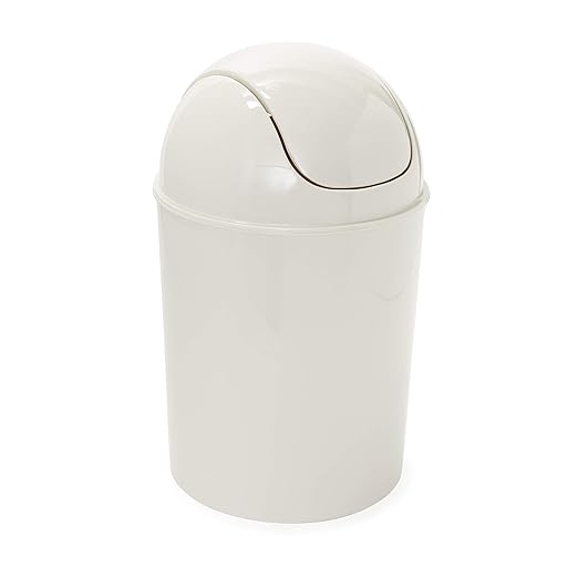 Umbra 1.25 Gallon Mini Waste Can with Removable Swing-Top Lid - Small Garbage Bin for Kitchen, Bathroom, Bedroom, Office - Compact Trash Can Fit Under Tables & Counters - Linen