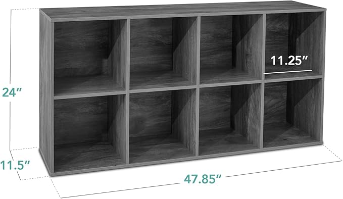 Best Choice Products 8-Cube Storage Organizer, 11in Shelf Opening, Bookcase, Display Shelf, Customizable w/ 3 Removable Back Panels – Dark Gray