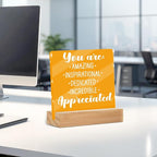 Motivational Gifts for Women, Inspirational Quotes Office Desk Decor Acrylic Sign 4x4 Inch, Appreciation Mental Heath Gifts for Coworker Best Friend, Desk Decorations for Women Office Room