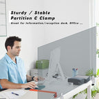 Sneeze Guard Support Clamp Partition Aluminum Adjustable Partition Support Acrylic Desk Divider Shield Privacy Panel Clamp For Clear Shield