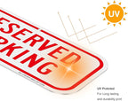 2 Pack Reserved Parking Signs,12x6Inch Aluminum Reserved Sign, UV Protected and Weatherproof, Durable Ink, Easy to Install and Read, Indoor/Outdoors Use