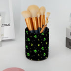 Leather Pen Holder for Desk Green Alien Moon Pencil Cup Desktop Organizer Makeup Brush Holders Office Supplies for Home, Kids & School