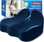 CushZone Seat Cushion, Memory Foam Office Chair Seat Cushion for Office Chairs/Car/Long Trip/Desk Chair/Gaming, Extra Large Size for Sciatica & Hip & Tailbone Pain Relief, Sciatica Support (Blue)