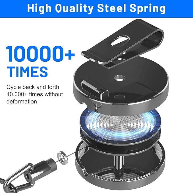 3 Pcs Heavy Duty Badge Reels Retractable Badge Holder, Selizo Metal Retractable Keychain Badge Reel ID with Belt Clip Key Ring for Key Name Card Holder